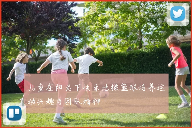 儿童在阳光下快乐地揉篮球培养运动兴趣与团队精神